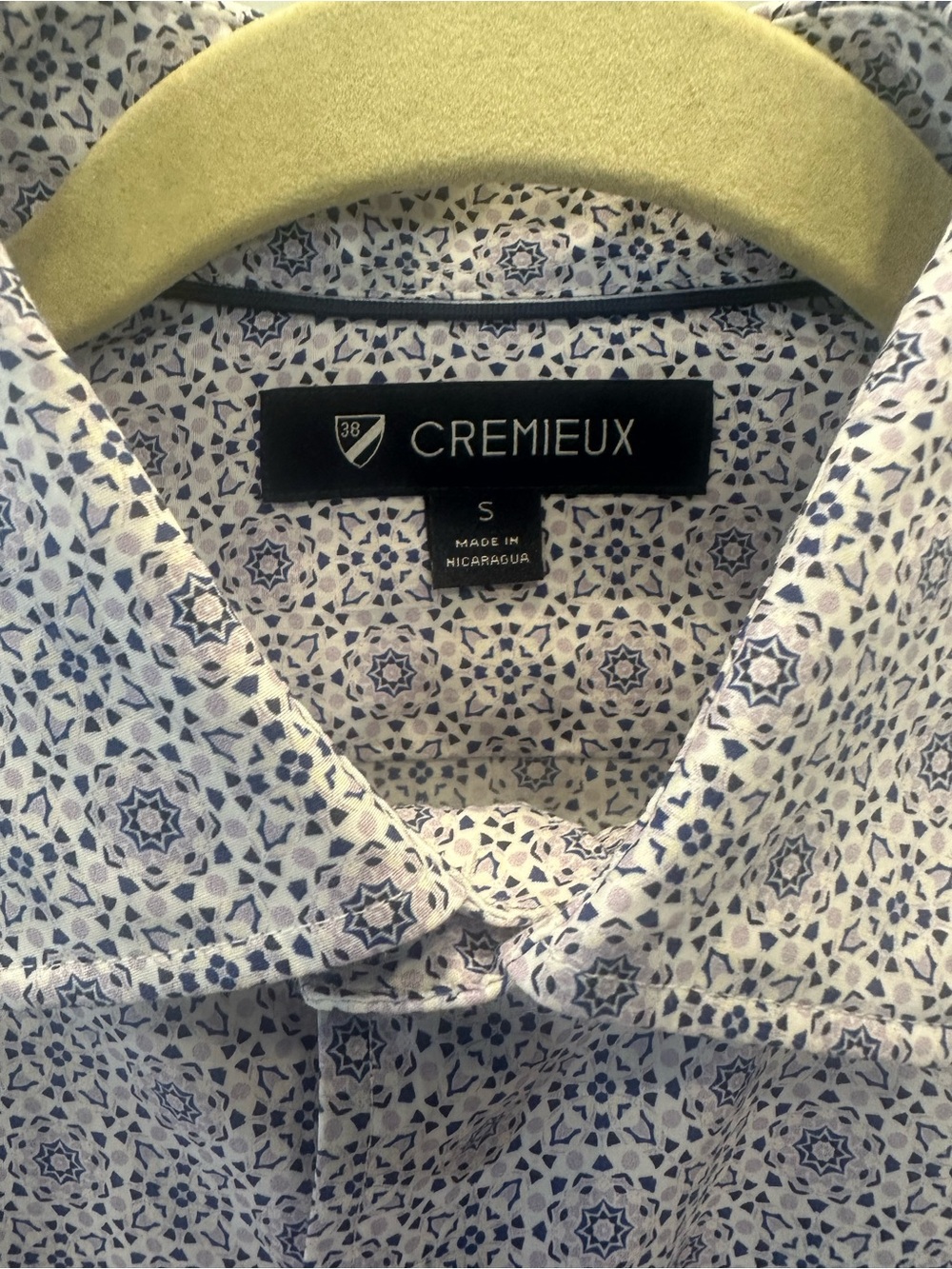 Daniel Cremieux White Shirt with Blue Geometric Print
